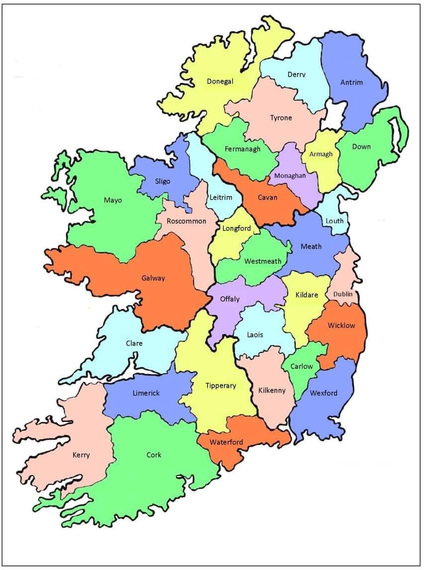 harta e irlandës 32 qarqe