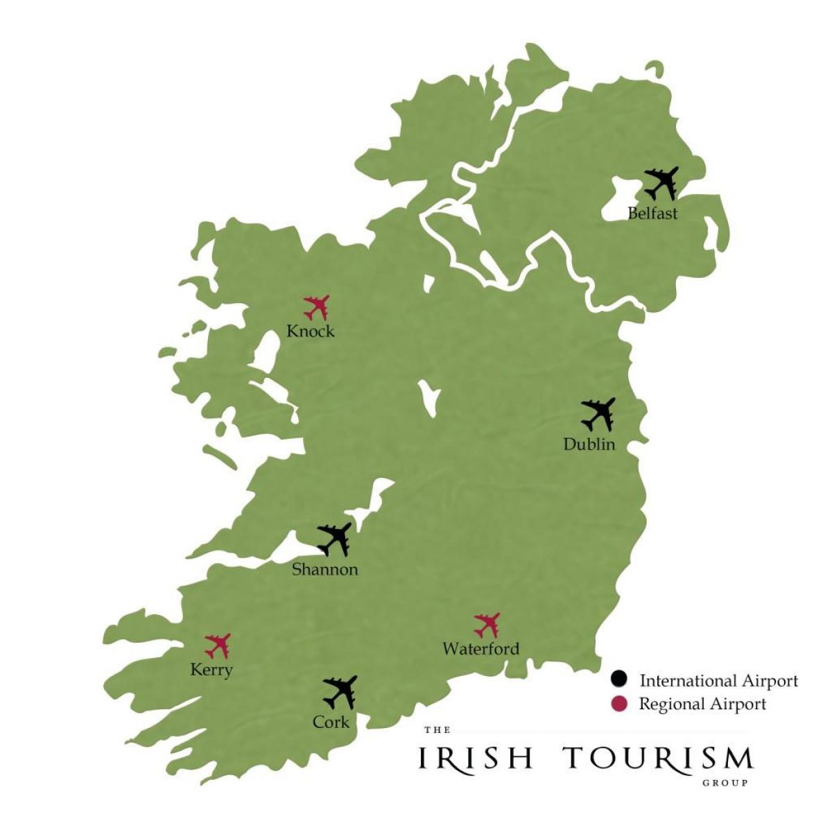 aeroportet ndërkombëtare në irlandë hartë