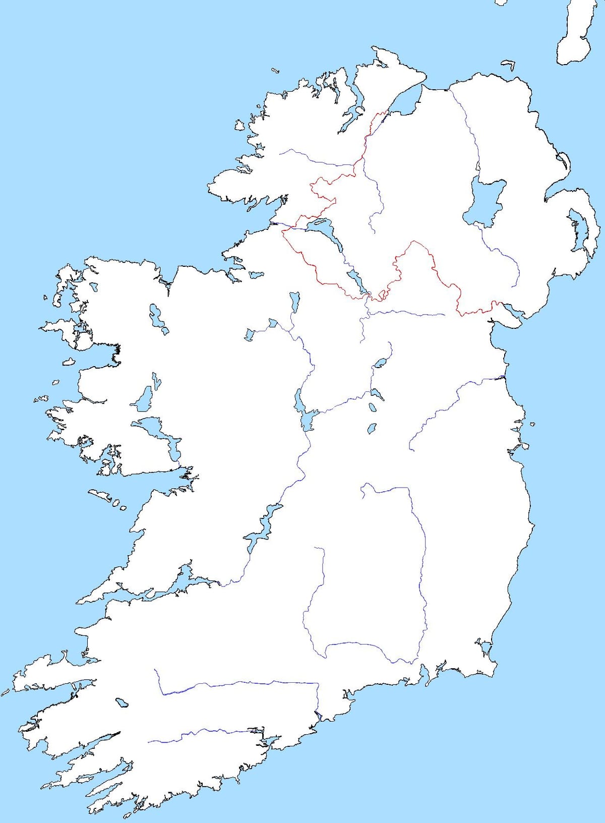 harta e zbrazët harta e irlandës me lumenj
