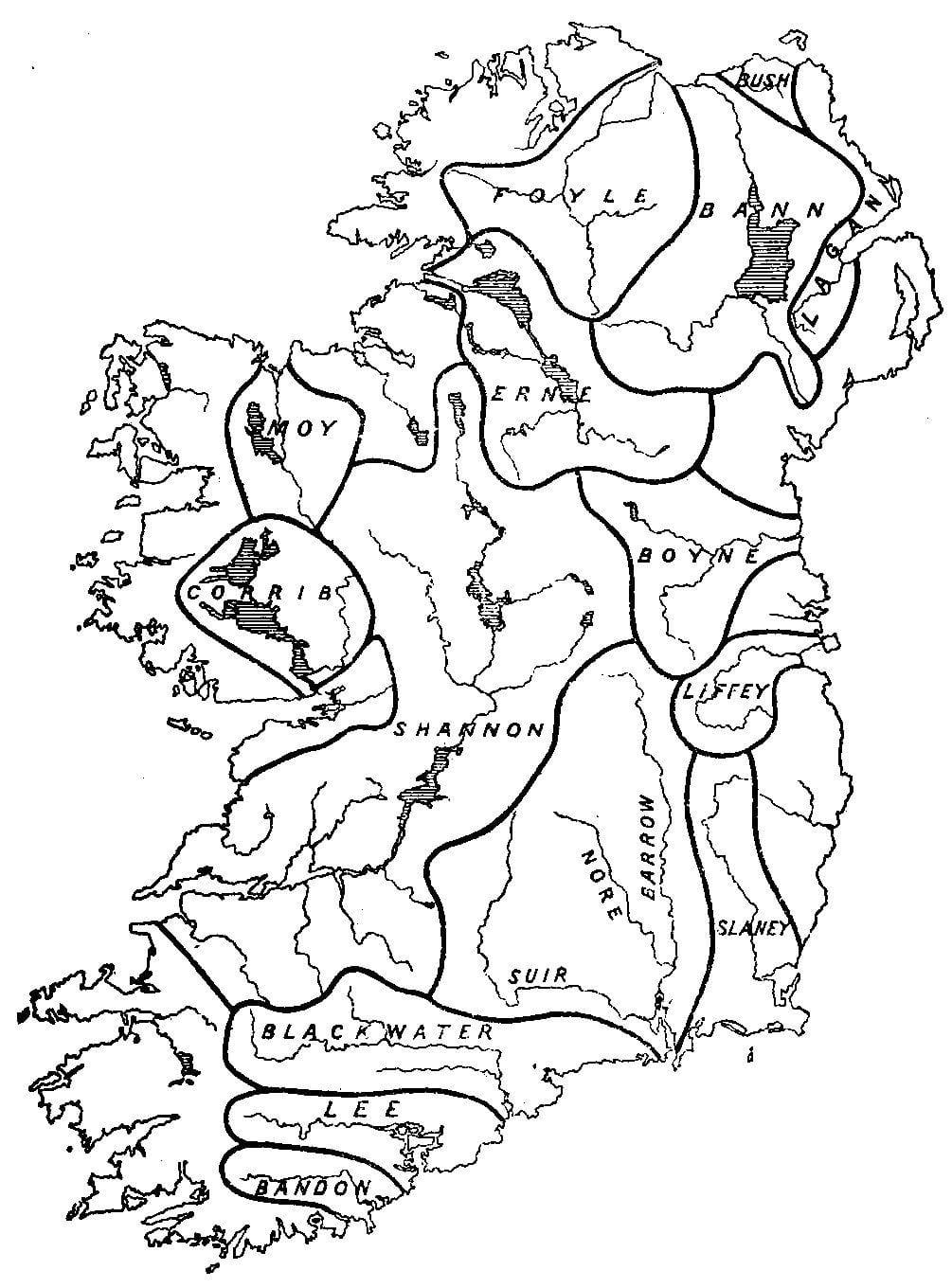 bosh harta e irlandës me lumenjtë dhe malet