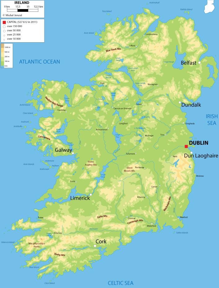 lehtësim harta e irlandës