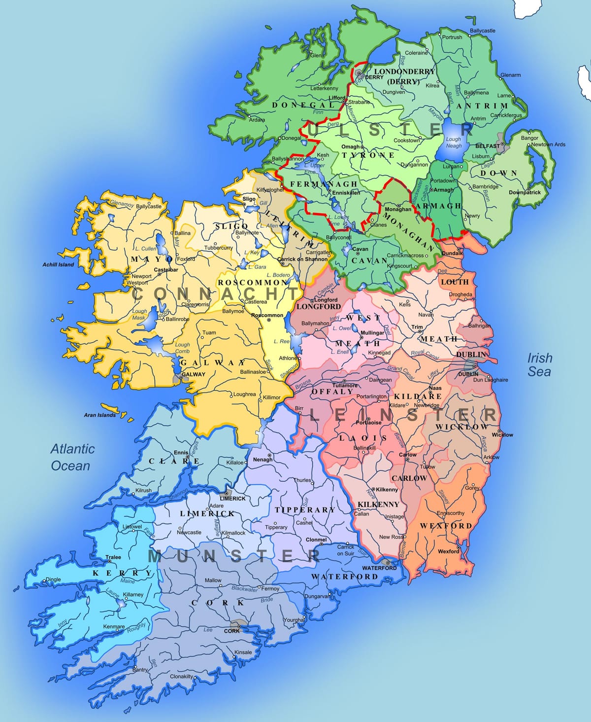të mëdha harte e detajuar e irlandës