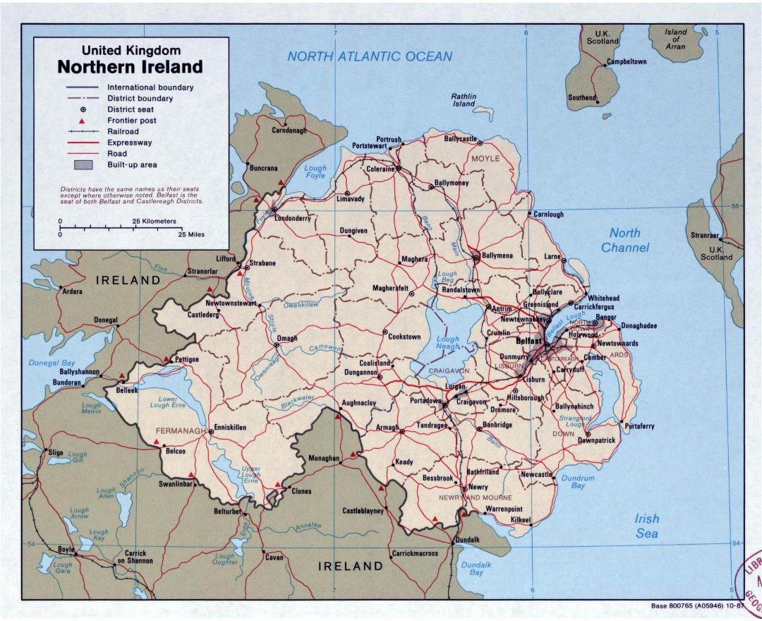 harta e rrugës hartë të irlandës dhe në irlandën veriore