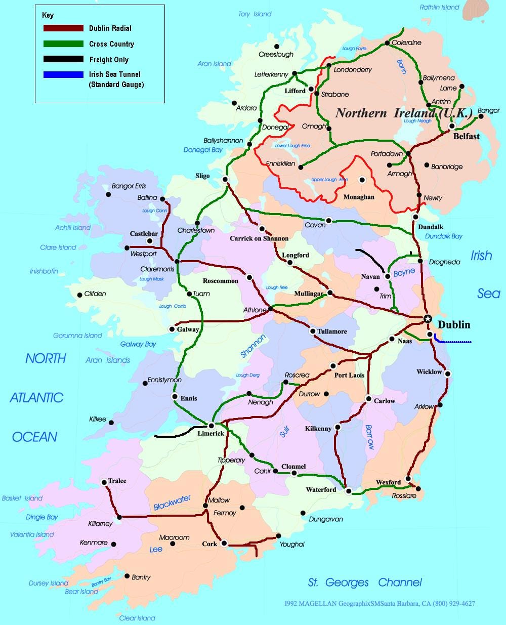 harta e trenit rrugët në irlandë