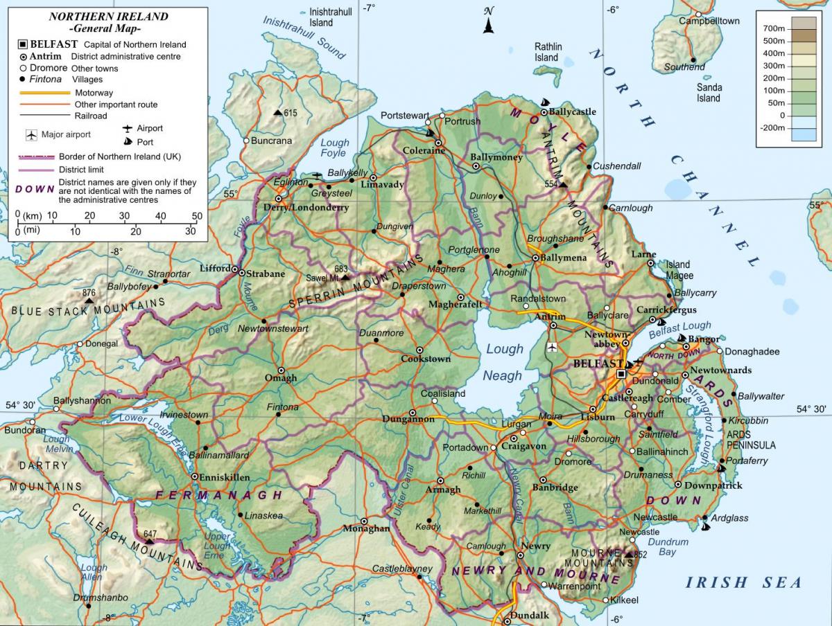një hartë e irlandës veriore