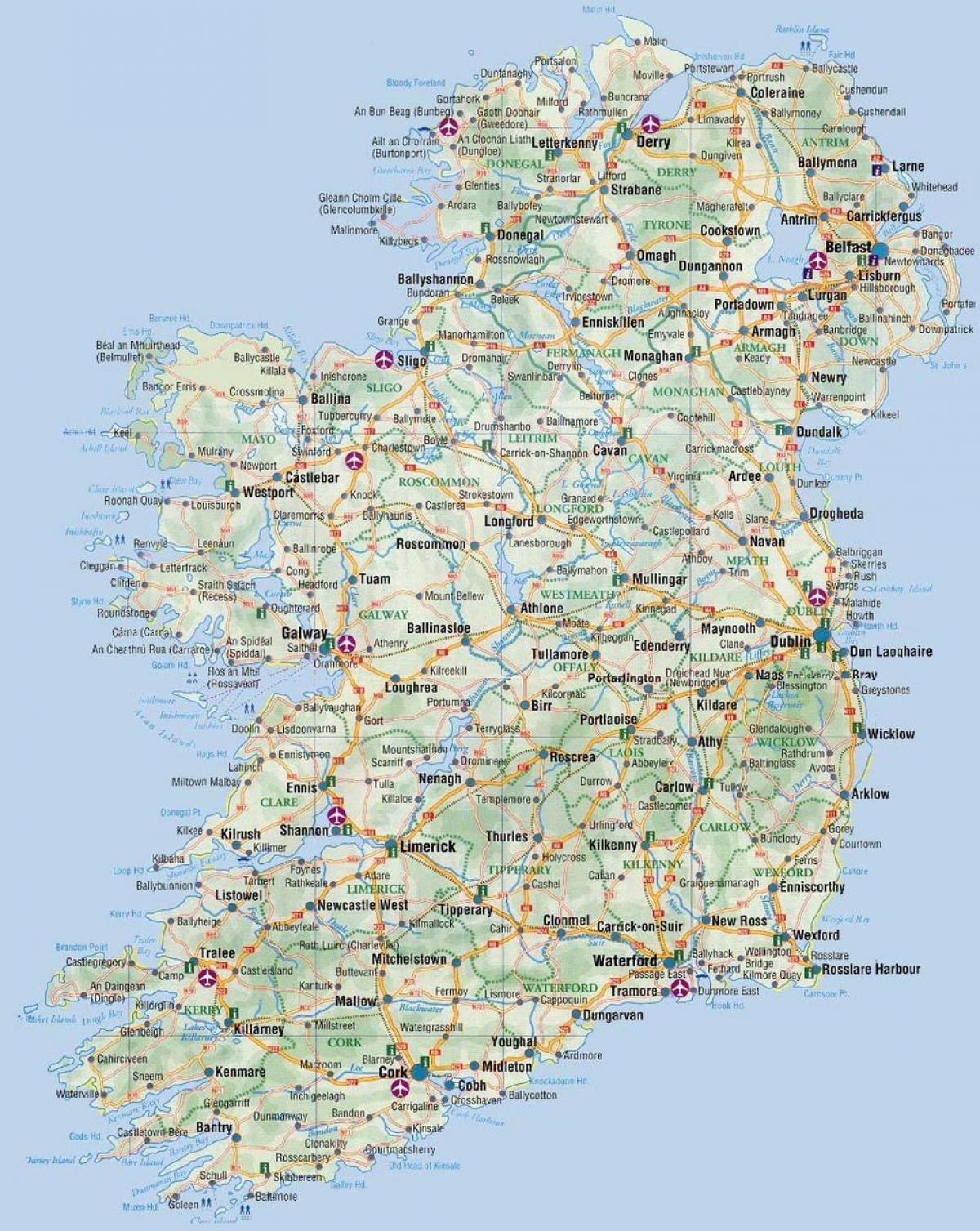 një hartë e irlandës