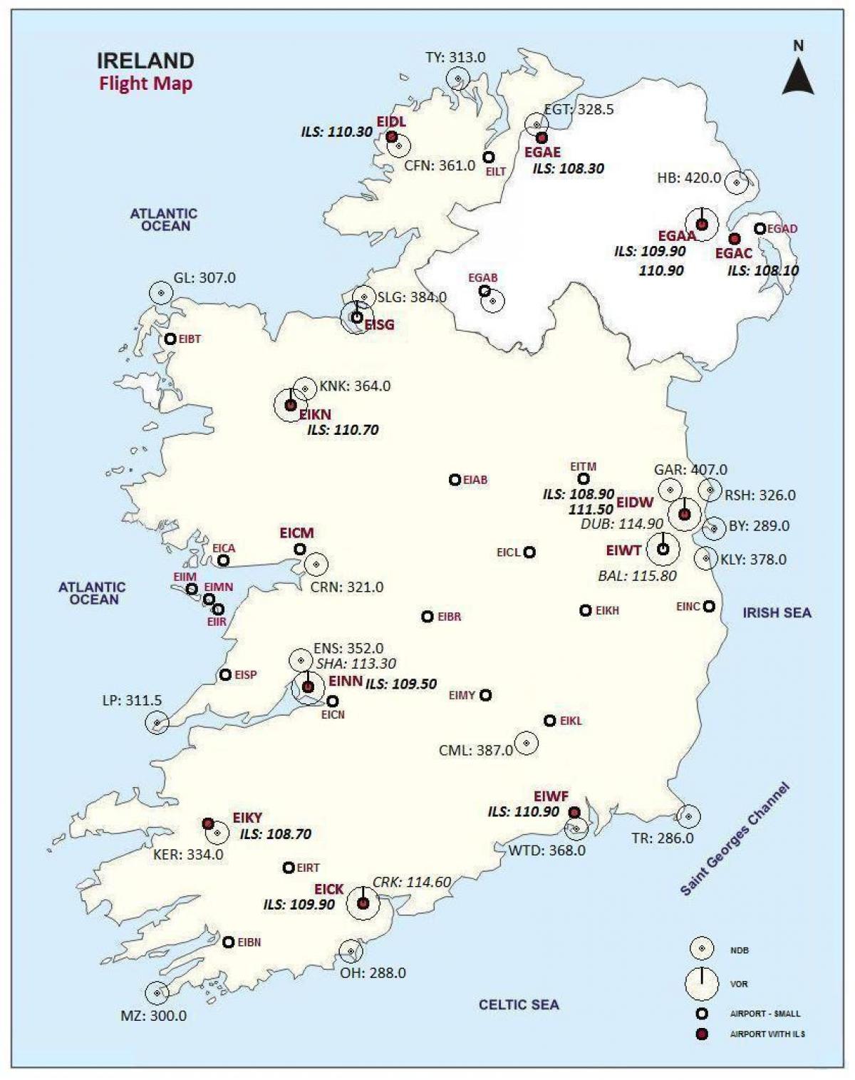 harta e irlandës treguar aeroporte