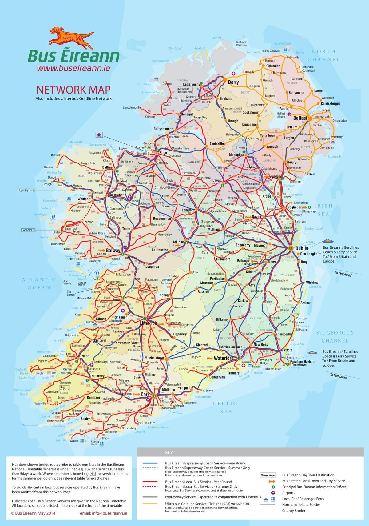 irlanda autobusëve në rrugë hartë