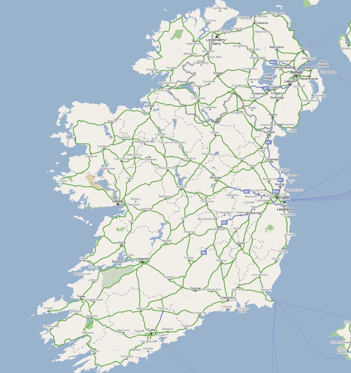 harta e irlandës autostradës