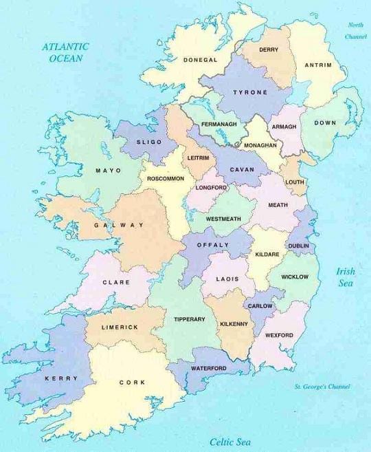 harta e irlandës b&b