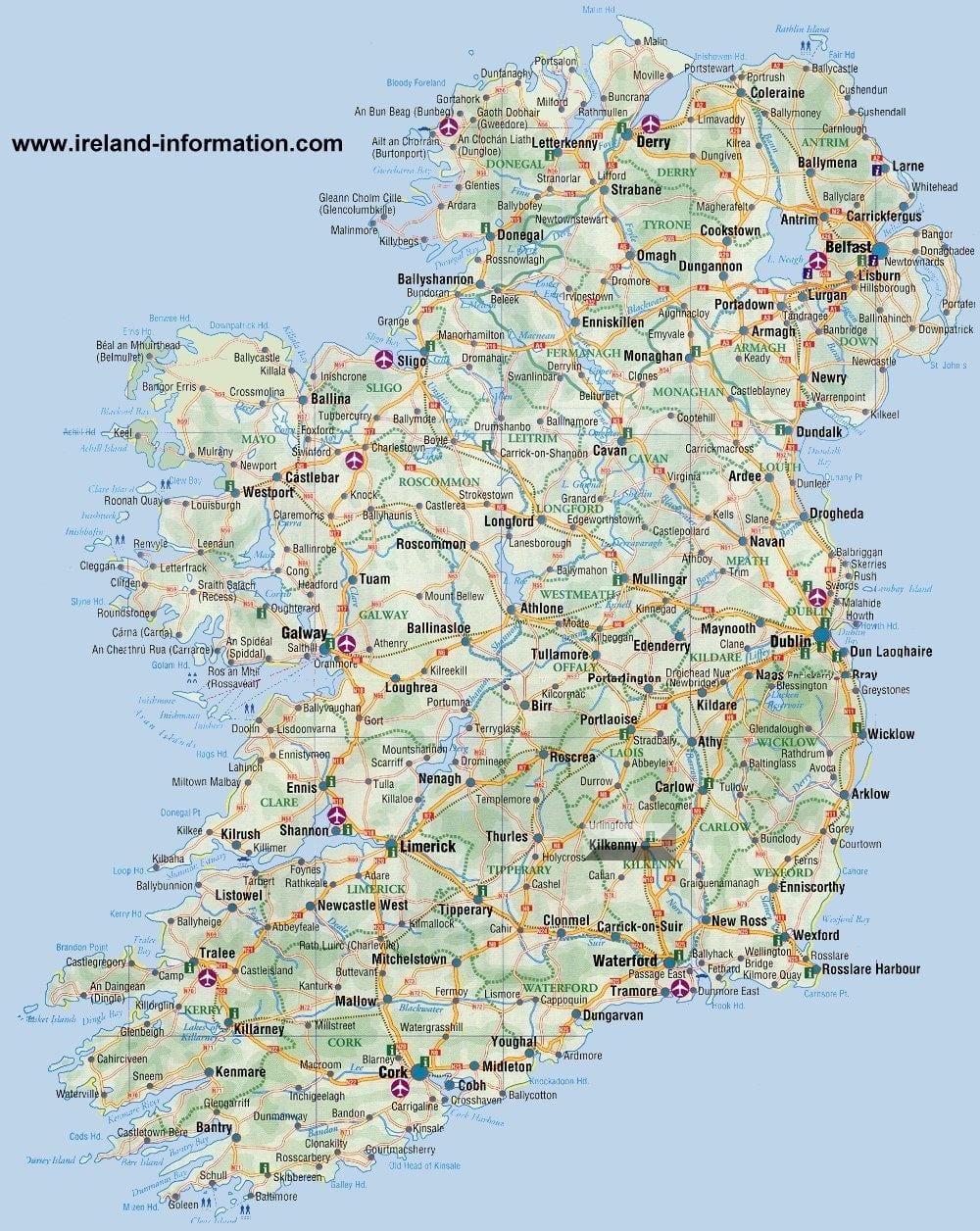 irlanda harta e udhëtimit