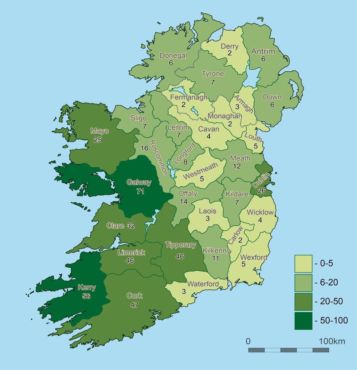 harta e irlandës gjeografi 