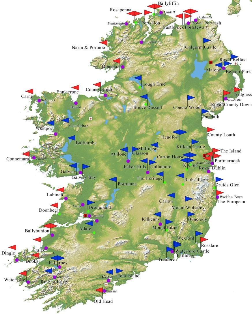 harta e irlandës golf