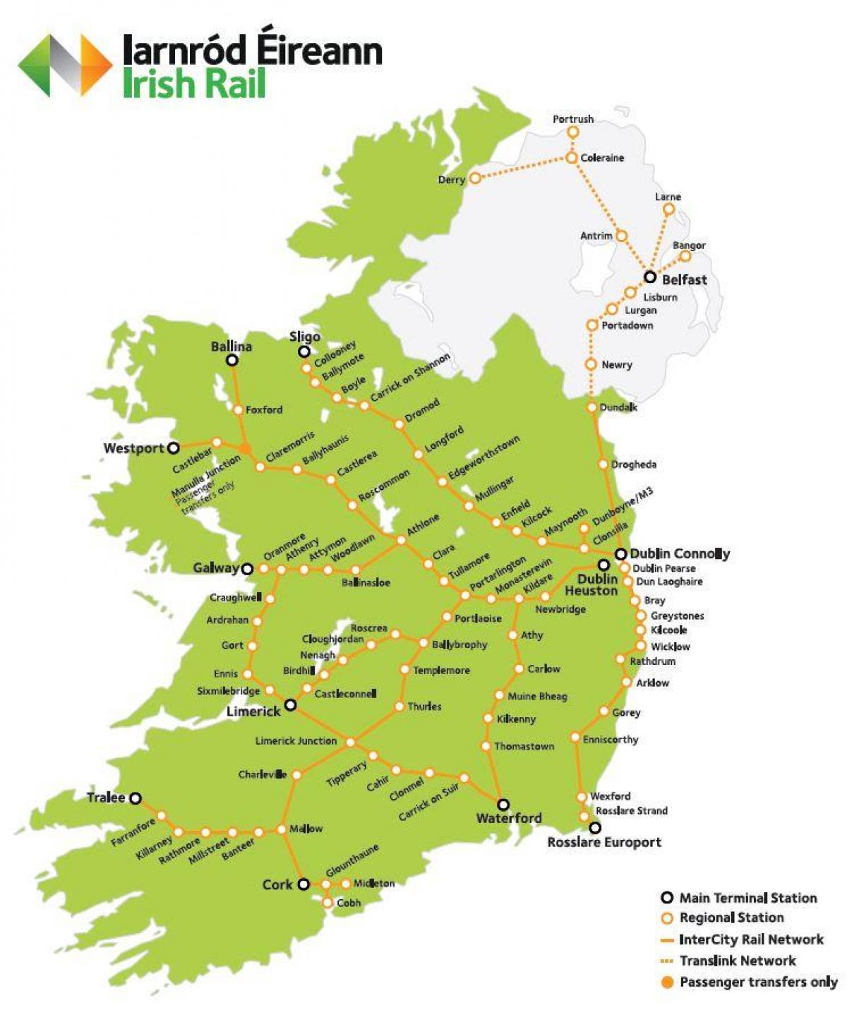 hekurudhor të udhëtuar në irlandë hartë