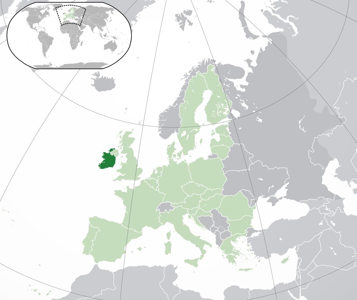 irlanda hartë në hartë të botës