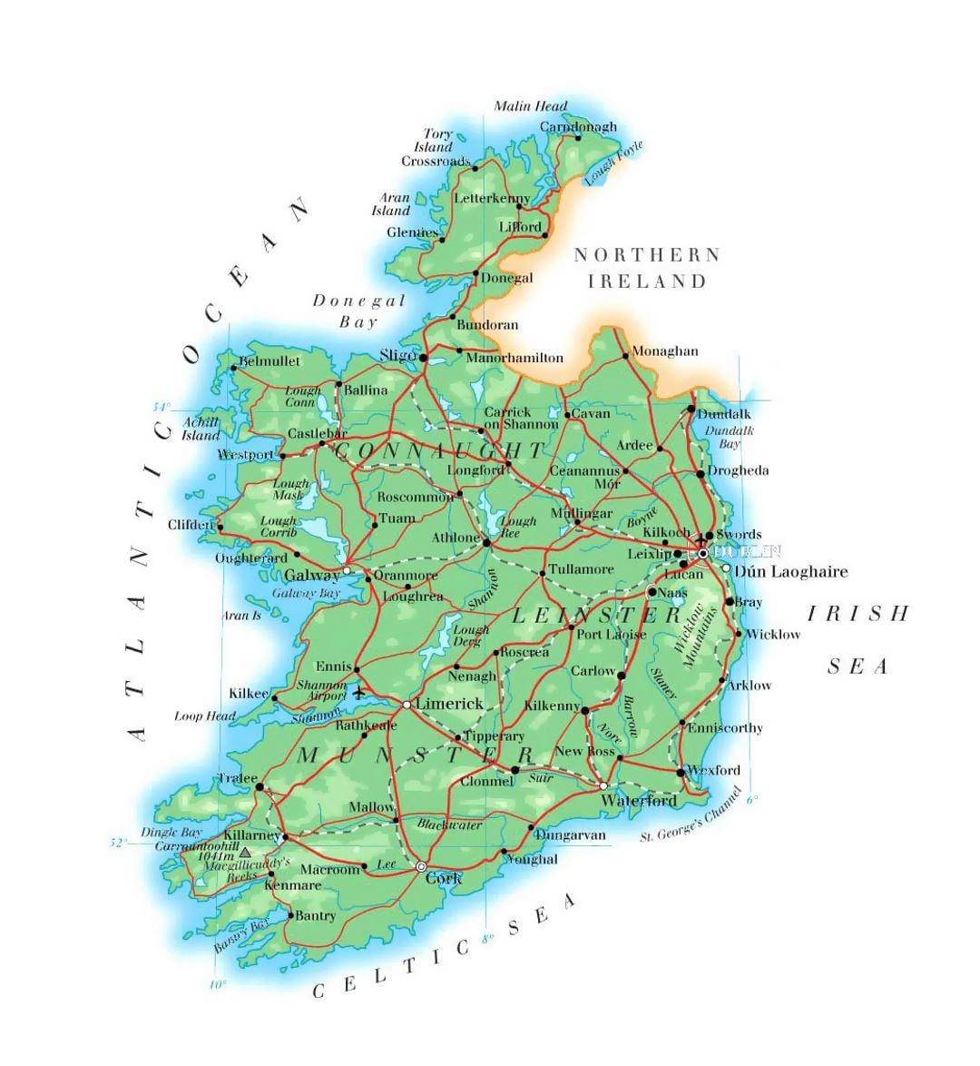 harta e irlandës lartësi