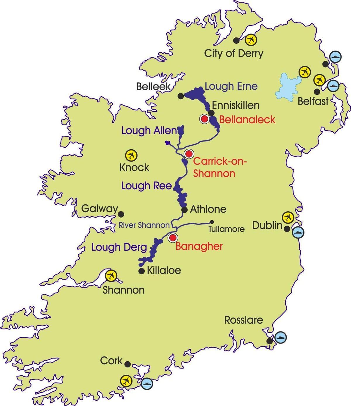 harta e irlandës lumenjtë dhe malet