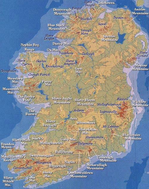 harta e irlandës malet