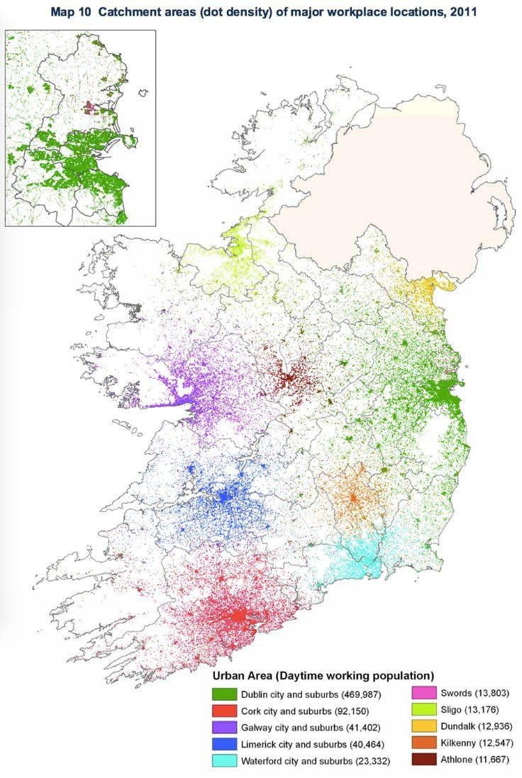 irlanda dendësia e popullsisë map