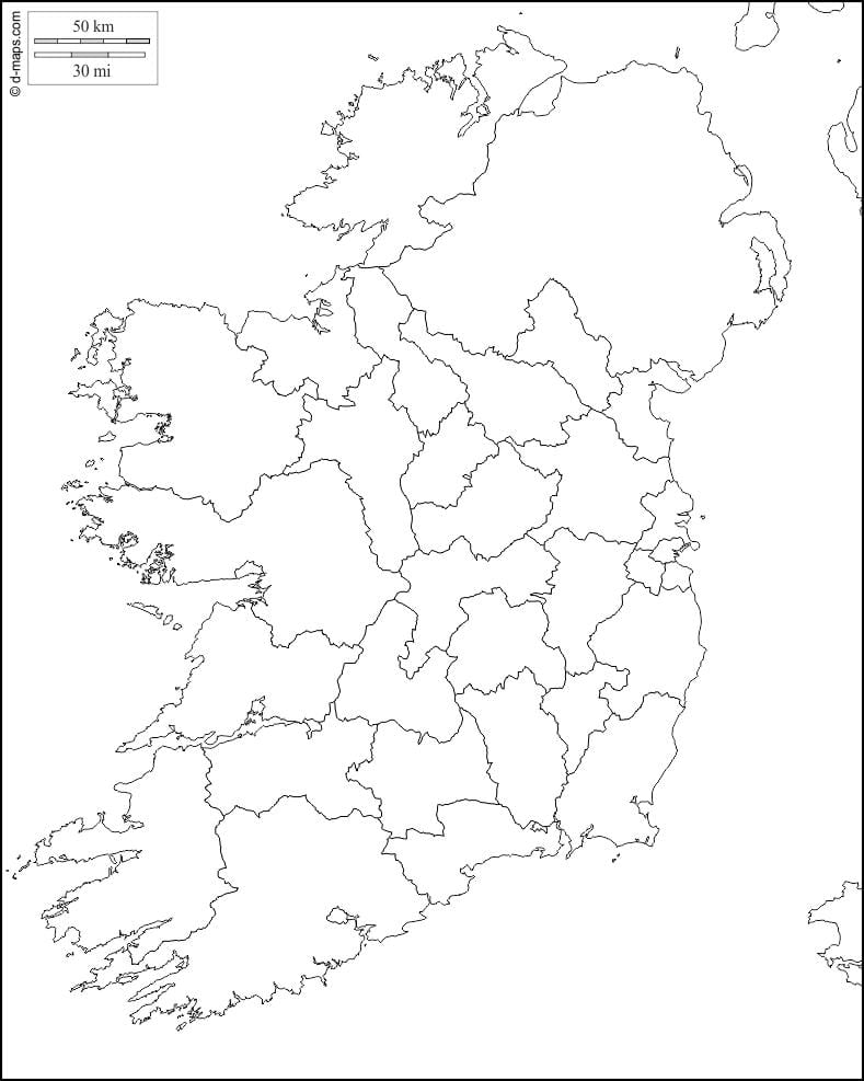 bosh harta e irlandës me county kufijve