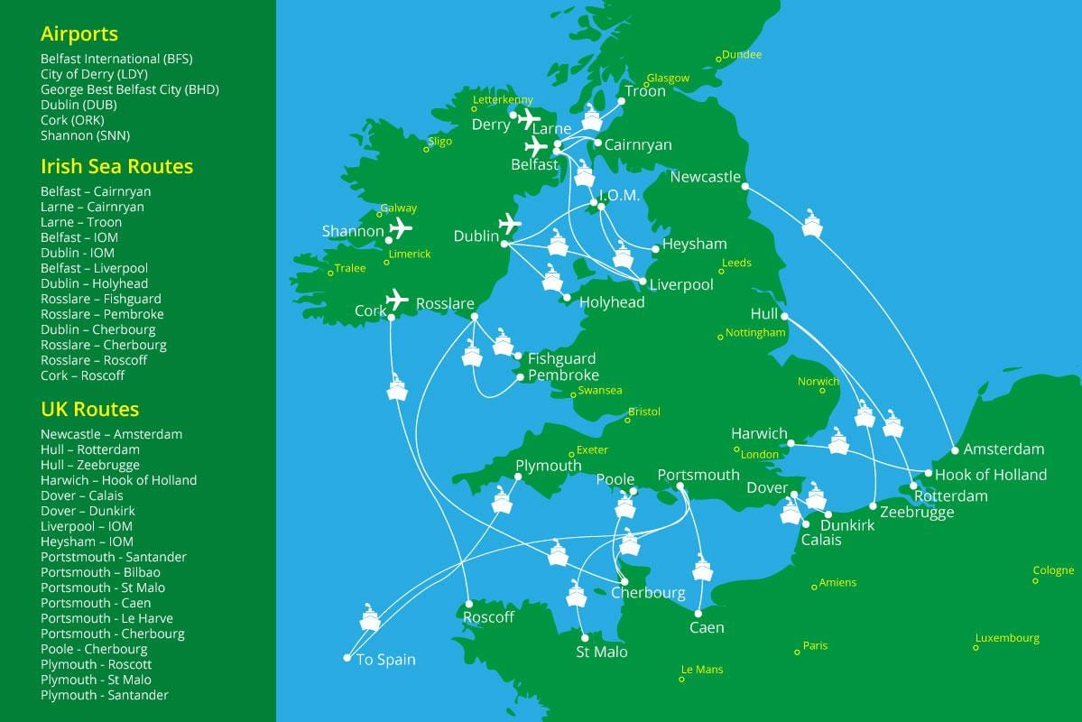 harta e trageteve vendkalimet në irlandë