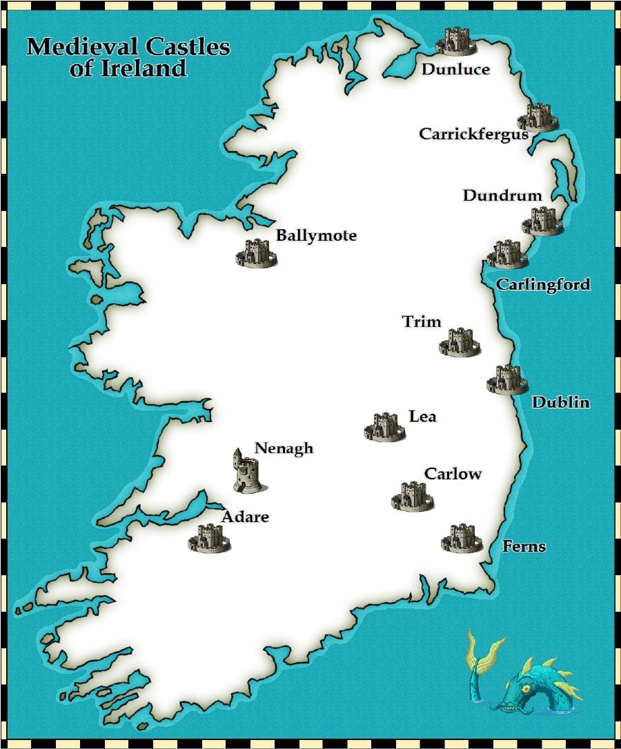 harta e kështjellave në irlandë