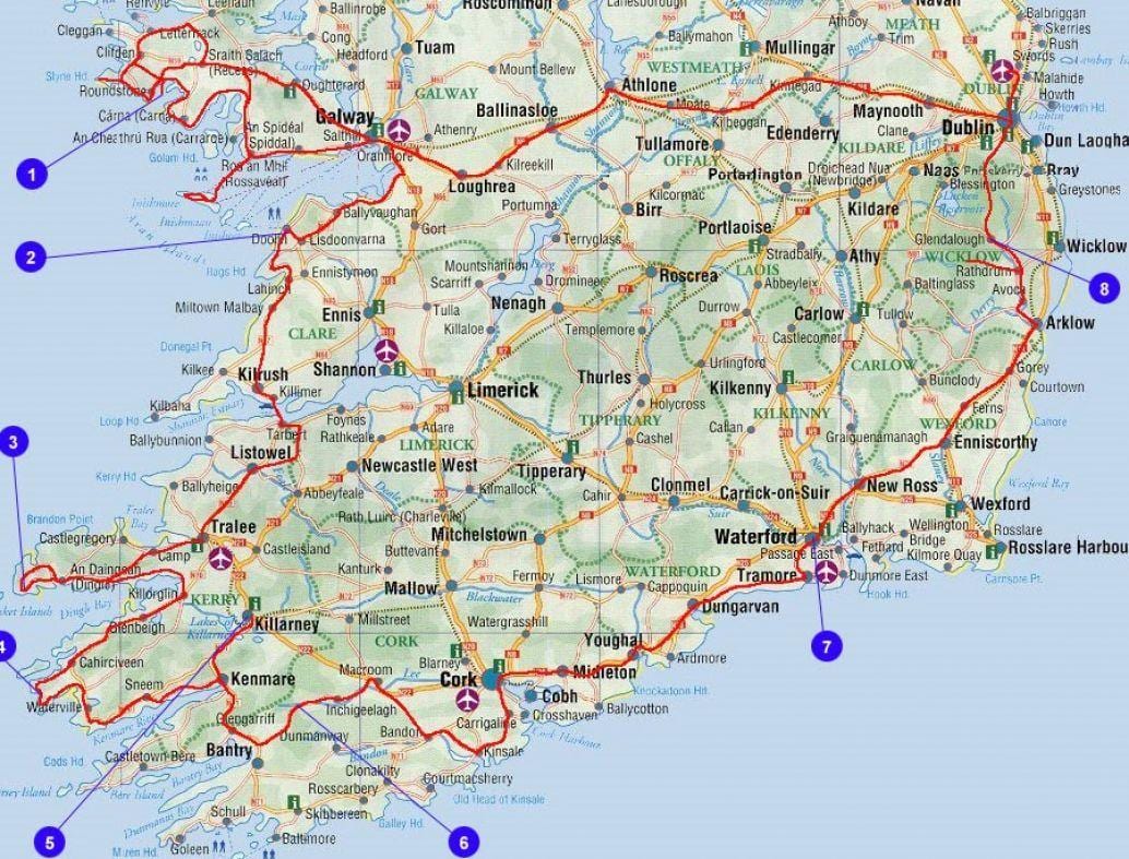 harta e udhëtimit irlandë