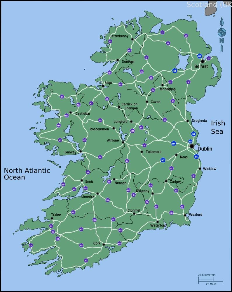 harta e makinës harta e irlandës në distancë