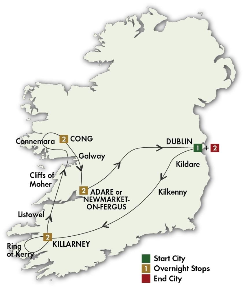 irlanda makinës turne hartë