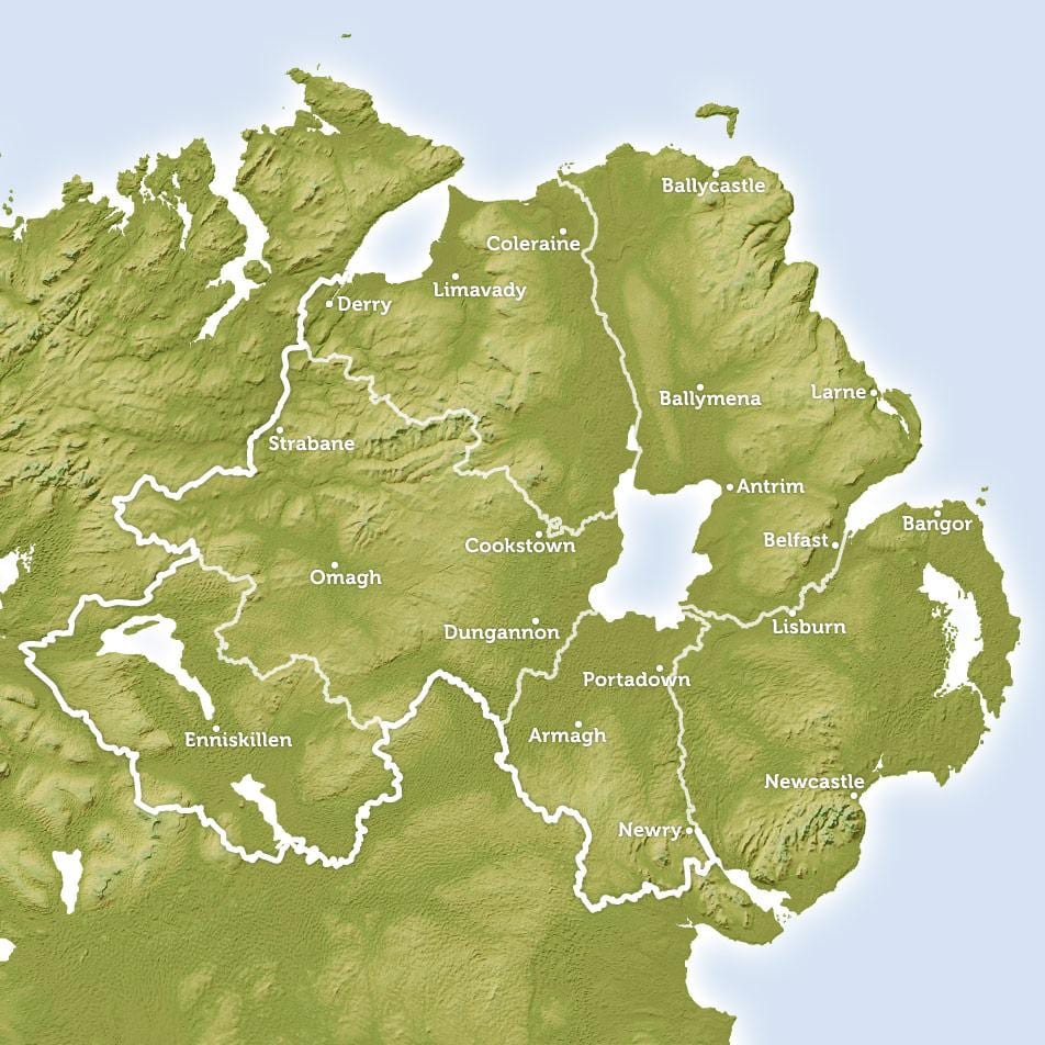 harta rajonale harta e irlandës veriore