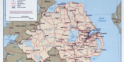 Harta e rrugës hartë të irlandës dhe në irlandën veriore