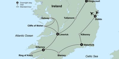 Harta e hartën turistike të jugut të irlandës