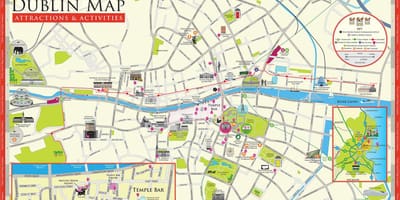 Harta e dublin, irlandë atraksione turistike