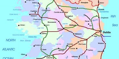 Harta e trenit rrugët në irlandë