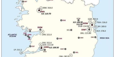 Harta e irlandës treguar aeroporte