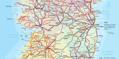 Irlanda autobusëve në rrugë hartë