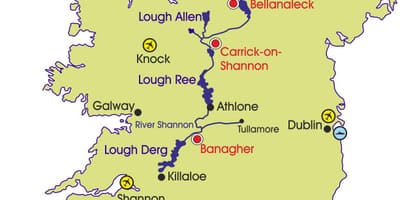 Harta e irlandës lumenjtë dhe malet