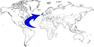 Hartë të botës duke treguar irlandë