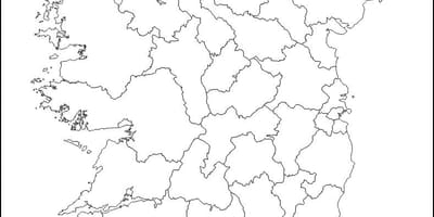 Bosh harta e irlandës me county kufijve