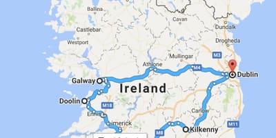 Harta e irlandës në udhëtim planifikuesi