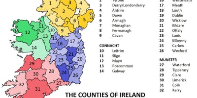 Harta e irlandës treguar krahinave
