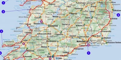 Harta e udhëtimit irlandë