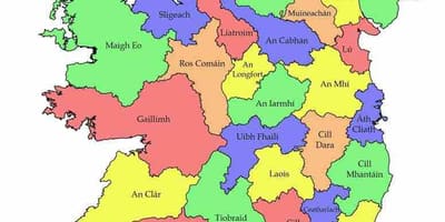 Harta e irlandës me emrat e qarkut